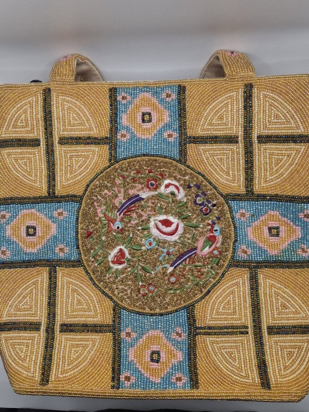 Vintage Fendi Heavily Beaded and Embroidered Canvas Tote / Handbag